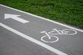 Bike path, a symbol of a Bicycle path on asphalt in a Park Royalty Free Stock Photo