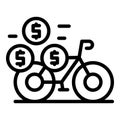 Bike pay share icon outline vector. Rent system Royalty Free Stock Photo