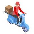 Bike pizza delivery icon, isometric style Royalty Free Stock Photo