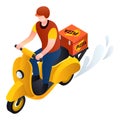 Bike pizza delivery icon, isometric style Royalty Free Stock Photo