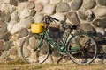 Bike propped on wall Royalty Free Stock Photo