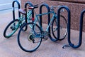 Bike rack with bikes on street