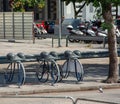 Bike rack with helmet stand in Barcelona