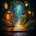 Bike Rack Transformed into Magical Portal in Surreal Scene