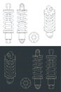 Bike rear swingarm shock blueprints Royalty Free Stock Photo