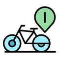 Bike rent location icon vector flat Royalty Free Stock Photo