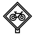 Bike rent road sign icon outline vector. Public app Royalty Free Stock Photo
