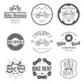 Bike rent. Set of vintage retro logo. Vector