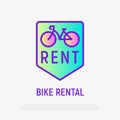 Bike rental gradient thin line icon for logo. Signboard for shop. Modern vector illustration