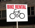 Bike Rental Sign. Royalty Free Stock Photo