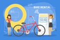 Bike rental web banner concept. Rent bicycle