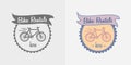 Bike rentals vector logo, label or badge design. Royalty Free Stock Photo