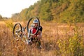 Bike repair. Young man repairing mountain bike Royalty Free Stock Photo