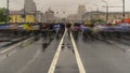 Bike ride through the Central streets of the city in rainy weather Royalty Free Stock Photo