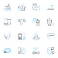 Bike ride linear icons set. Pedaling, Speeding, Adventure, Freedom, Outdoors, Uphill, Downhill line vector and concept