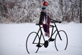 Bike Rider Riding a Bike in the Snow, Statue