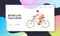 Bike Rider Website Landing Page, Man Cyclist Riding Bike Outdoors, Bicycle Active Sport Life and Healthy Lifestyle Activity