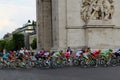 Bike riders. Final circle. Tour de France, Paris, France. Sport competitions. Bicycle peloton.