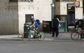 Bike riders wearing mask on street Bronx NY