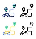 Bike route. pointer and location icons.