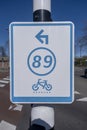 Bike route sign in the Netherlands Royalty Free Stock Photo