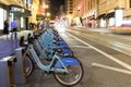 Bike Share rack in San Francisco at night Royalty Free Stock Photo