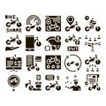 Bike Sharing Business Glyph Set Vector