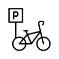 Bike sharing flat line icon. Vector outline illustration of  Urban transportation, rent a bike, bike rental app. Black color thin Royalty Free Stock Photo