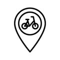 Bike sharing flat line icon. Vector outline illustration of  Urban transportation, rent a bike, bike rental app. Black color thin Royalty Free Stock Photo