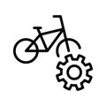 Bike sharing flat line icon. Vector outline illustration of  Urban transportation, rent a bike, bike rental app. Black color thin Royalty Free Stock Photo