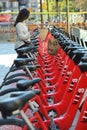 bike sharing service called Bicing in Barcelona Spain Royalty Free Stock Photo