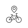 Bike sharing service. Map pointer showing location. Pixel perfect icon