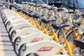 Bike sharing service racks in Milan Royalty Free Stock Photo