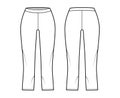 Bike shorts Leggings technical fashion illustration with low waist, rise, calf length. Flat sport training pants, casual