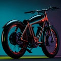 A bike is shown with a colorful background. Generative Ai