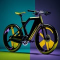 A bike is shown with a colorful background. Generative Ai