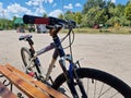 The bike stands in the recreation park, sports Royalty Free Stock Photo