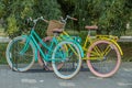 a bike street bicycle in the parking lot transport