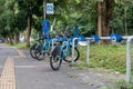 Bike on Street Everybody Happy BOSEH. Boseh is a Bikesharing system in Bandung. Royalty Free Stock Photo