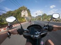 Bike street first person view scooter asia thailand urban city ride Royalty Free Stock Photo