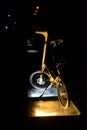 Bike stride illuminated by a lantern at night