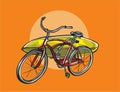 Bike Surf Summer Beach Graphic Illustration Vector Art T-shirt Design