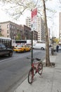 Bike tied to pole in New York