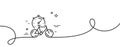 Bike timer line icon. Delivery bicycle transport sign. Continuous line with curl. Vector