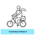 Bike to work icon. Man riding bicycle, commuting to office simple vector illustration Royalty Free Stock Photo