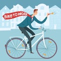 Bike to work poster with business man