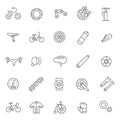 Bike tools and equipment part and accessories vector icon set