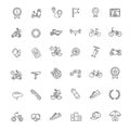 Bike tools and equipment part icon set. Bike and attributes