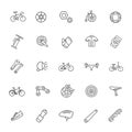 Bike tools and equipment part icon set. Bike and attributes