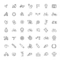 Bike tools and equipment part icon set. Bike and attributes